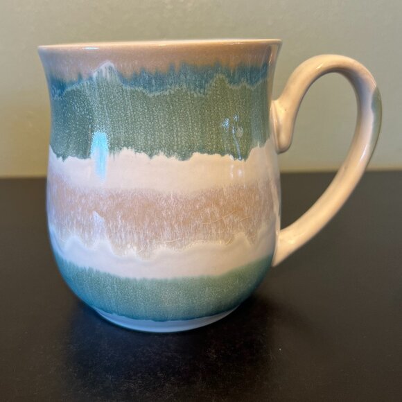 Jumbo Glossy Drip Glaze Ceramic Mug in Hues of Blue, Gray, Mauve Pink & White - Picture 5 of 10